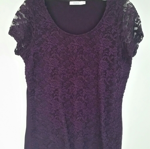 Ricki's Lace Purple T-Shirt Blouse Style M - Picture 4 of 8